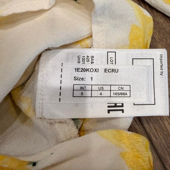 BA&SH Koxie Floral Print Crepe Wrap Top in Yellow size Small - Picture 9 of 12